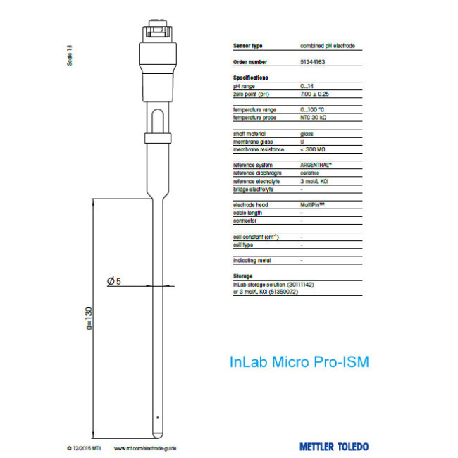 Mettler Toledo mikroelektroda pH InLab Micro Pro-ISM 51344163 do małych ...