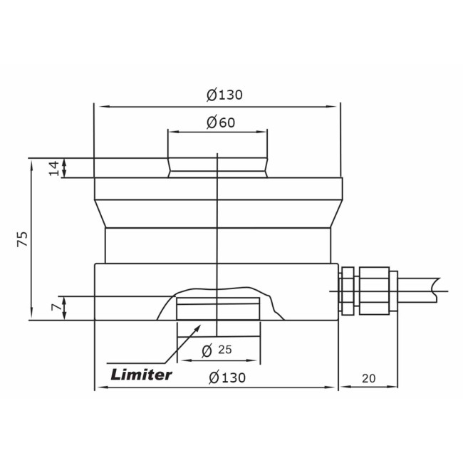Dynamometr elektroniczny puszkowy 500 kN/50000 kg; 20 kg -  z czujnikiem zewnętrznym SP500k/33 Zdjęcie - 1