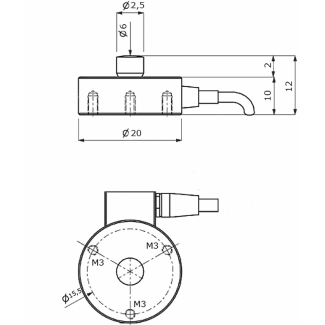 Dynamometr elektroniczny puszkowy 500 N/50 kg; 10g - z czujnikiem zewnętrznym SP500/33 Zdjęcie - 1