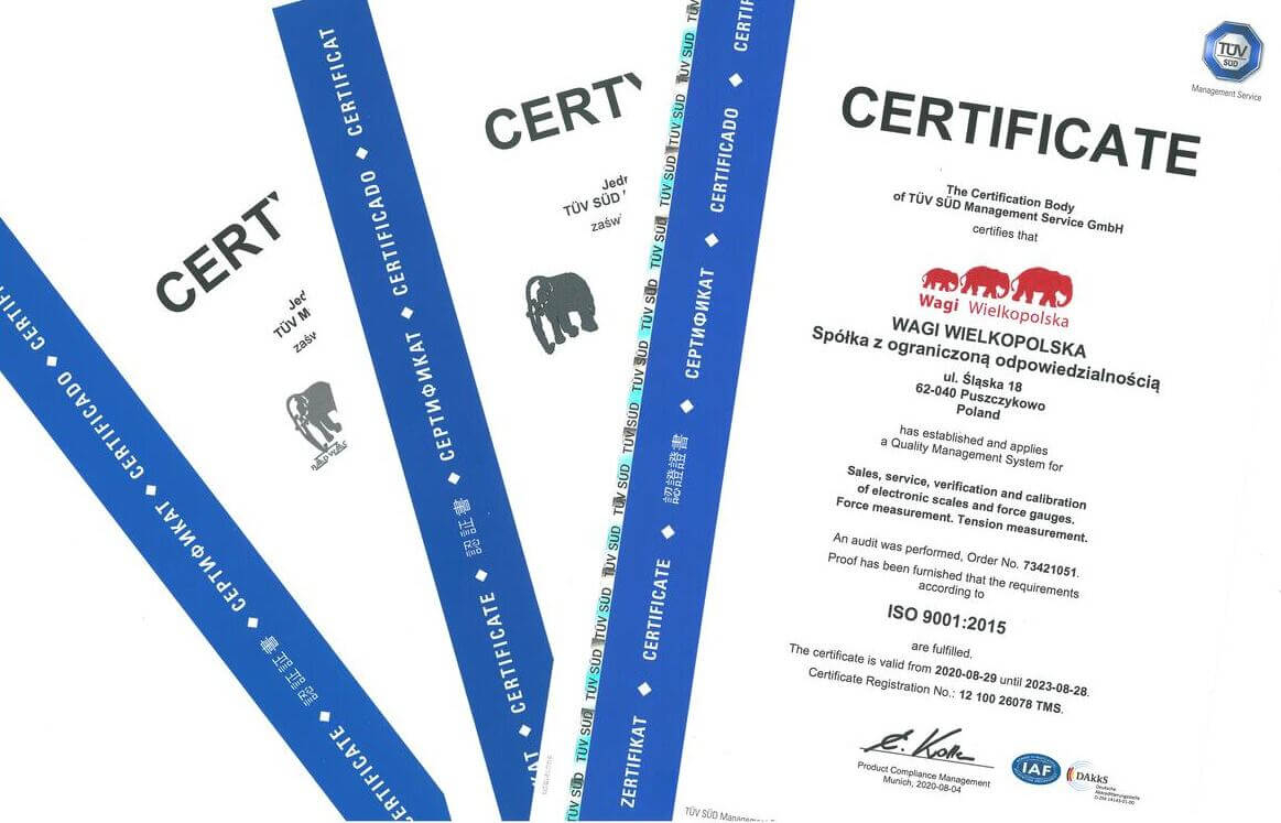 certyfikaty ISO Wagi Wielkopolska